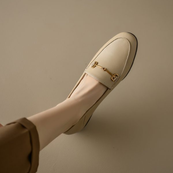 Genuine Leather Loafers for Women, Low-Heeled Flat Shoes, Soft-Soled Driving Shoes, Chic Italian Style Footwear