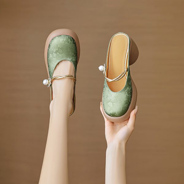 Genuine Leather Open-Toe Half Slippers for Women - Summer High-Heeled Sandals - Italian Style Outdoor Footwear