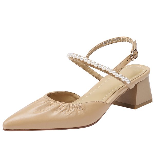 Genuine Leather Pointed Toe Chunky High Heel Backless Sandals â€“ Fairy Style Italian Corso Venezia Inspired Design