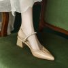 Genuine Leather Pointed Toe Chunky High Heel Backless Sandals â€“ Fairy Style Italian Corso Venezia Inspired Design