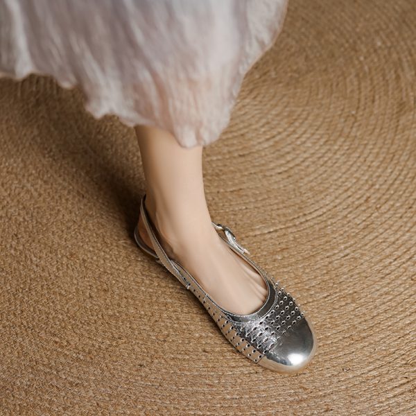 Genuine Leather Round Toe Woven Sandals for Women - Comfortable Low Heel Closed Toe Summer Footwear 2025, Versatile Style