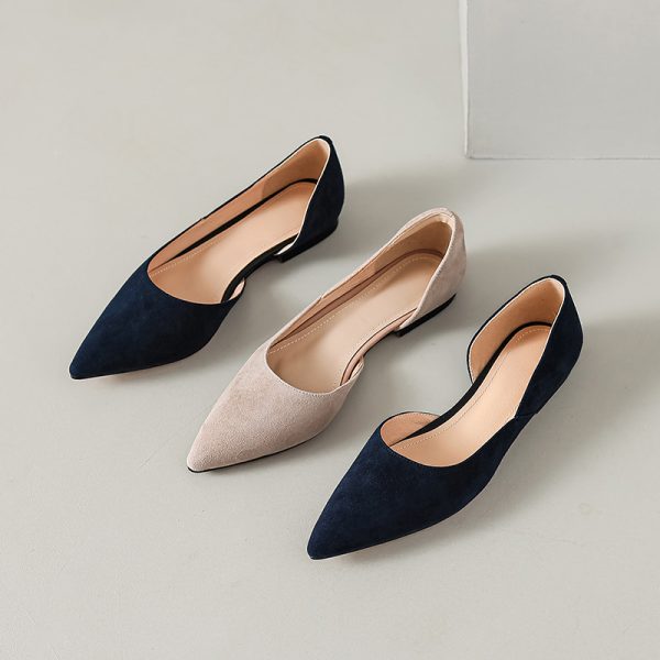Genuine Leather Side Cut Slim Pointed Flat Shoes for Women - Italian Style, Elegant and Chic Footwear for Every Occasion