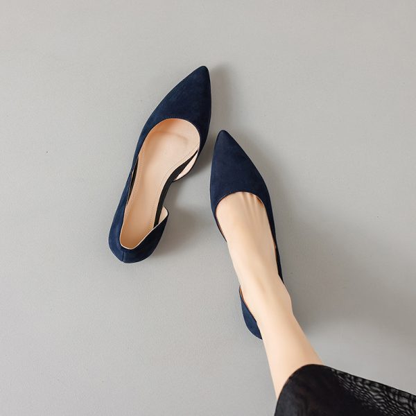 Genuine Leather Side Cut Slim Pointed Flat Shoes for Women - Italian Style, Elegant and Chic Footwear for Every Occasion