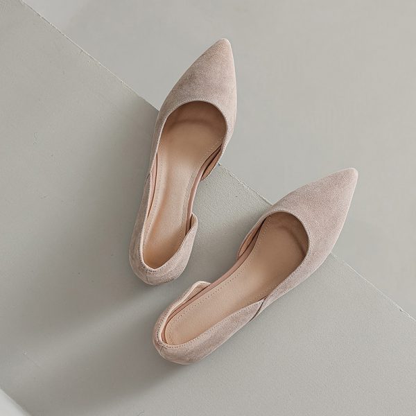 Genuine Leather Side Cut Slim Pointed Flat Shoes for Women - Italian Style, Elegant and Chic Footwear for Every Occasion
