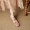 Genuine Leather Square Toe Coin Chain Mary Jane Shoes for Women - 2025 French Elegant Mid-Heel Flats, Vintage Style