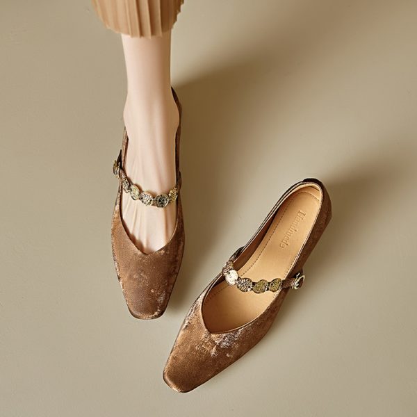 Genuine Leather Vintage Mary Jane Shoes for Women - Mid-Heel, Square Toe, Chunky Heel, Retro Style, Italian Design
