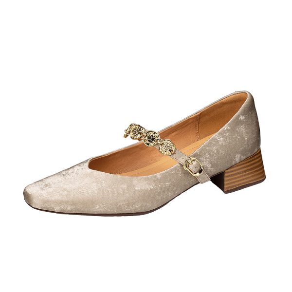 Genuine Leather Vintage Mary Jane Shoes for Women - Mid-Heel, Square Toe, Chunky Heel, Retro Style, Italian Design