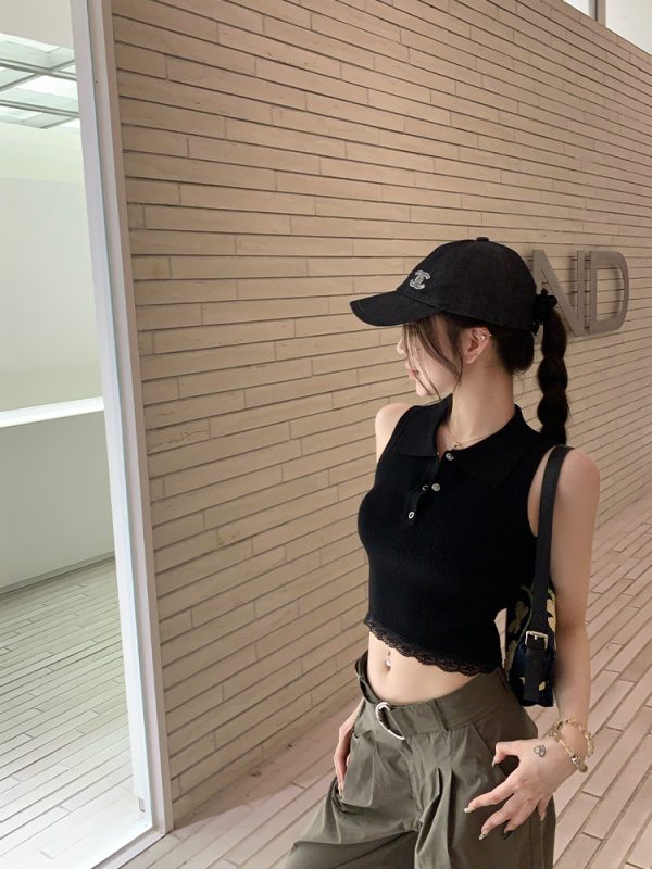 Girl's Morning Sleeveless Vest Women's Summer Polo Collar Top - Versatile Casual Outerwear for Stylish Summer Looks