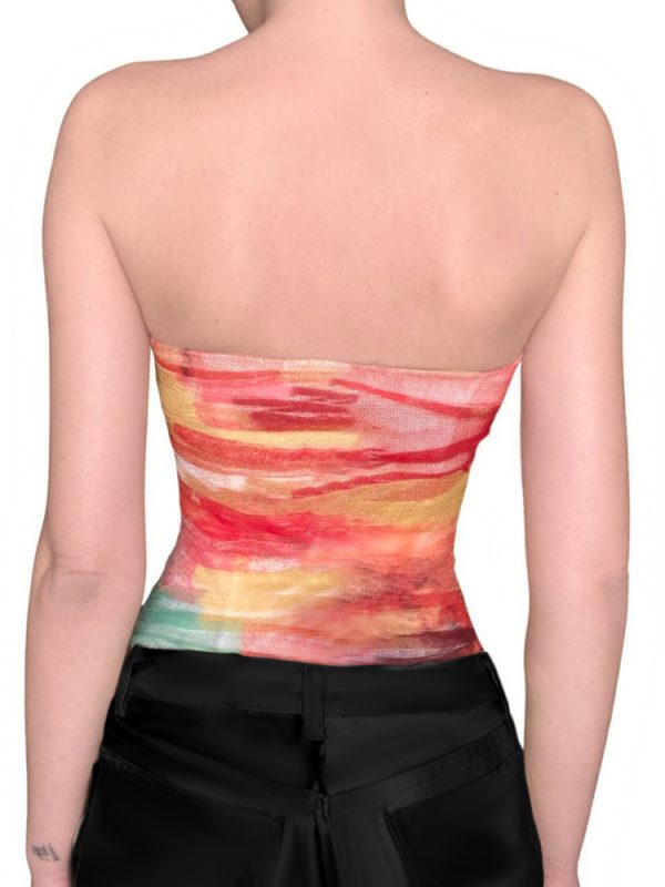 Gradient Color Strapless Holiday Top for Women - Backless Design with Waist Cincher & Spaghetti Straps, Perfect for Summer Parties