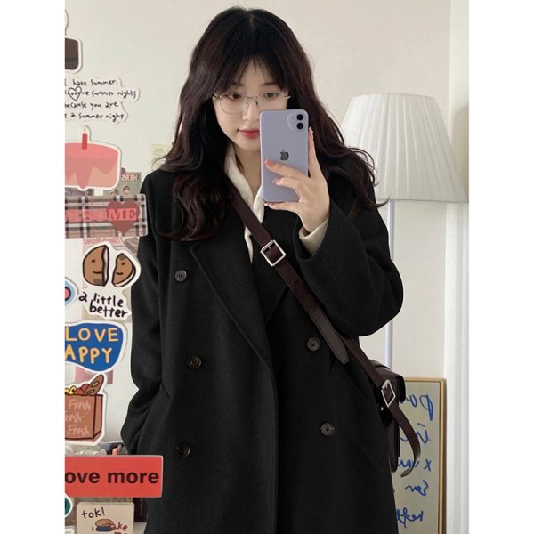 Gray Coffee Cashmere Long Coat for Women - 2024 Winter Korean Style High-End Thick Down Jacket Outerwear