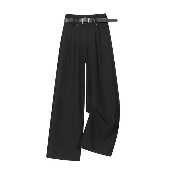 Gray High-Waisted Suit Pants for Women - Slimming Straight Leg Design, High-End Drape, Casual Spring/Summer 2025 Style