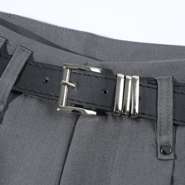 Gray High-Waisted Suit Pants for Women - Slimming Straight Leg Design, High-End Drape, Casual Spring/Summer 2025 Style
