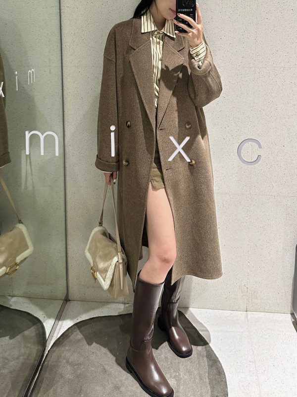 Gray Reversible Cashmere Coat for Women - High-End Woolen Jacket, Mid-Length, Korean Style, Autumn Winter 2024 Fashion