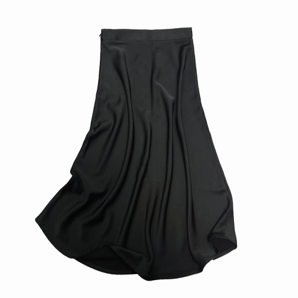 Gray Satin Sheen Diagonal-Cut Fishtail Skirt - Women's Bodycon Mid-Length for Spring/Summer 2025 Fashion