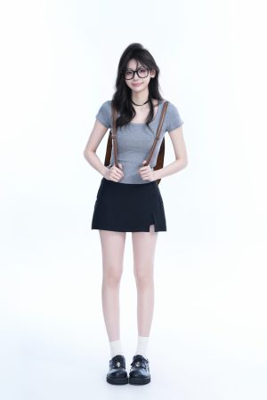 Gray Slim Fit Short-Sleeve U-Neck T-Shirt for Women, Summer Sports Base Layer, Casual Essential