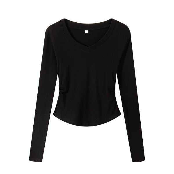 Gray Square-Neck Slim-Fit Cropped Short Sleeve T-Shirt for Women - American Style Summer Top