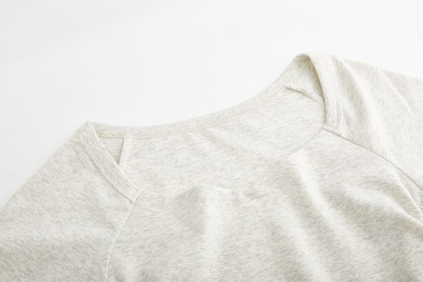 Gray Square-Neck Slim-Fit Cropped Short Sleeve T-Shirt for Women - American Style Summer Top