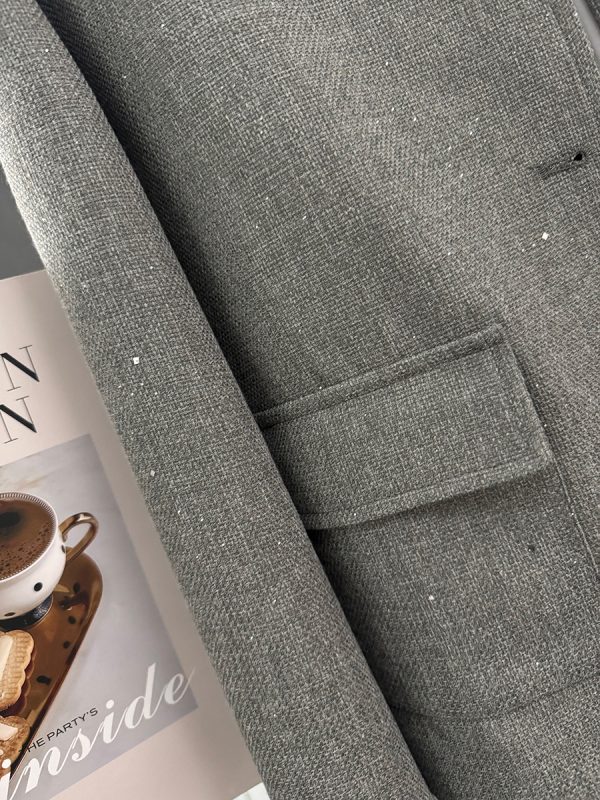 Gray Textured Wind Coat for Women - High-Quality Short Jacket for Spring & Autumn, Trendy Socialite Style