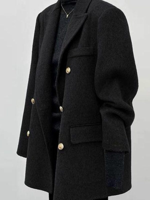 Gray Woolen Coat for Women - Short Korean Style Suit for Petite Figures, High-End Autumn Winter 2024 Fashion