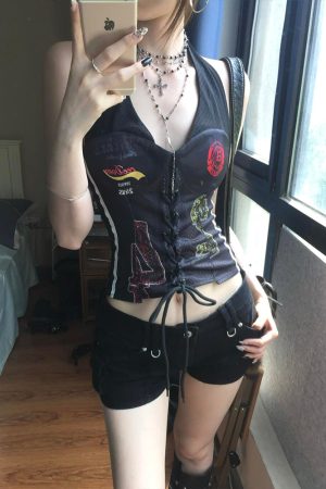 Halter Neck Adjustable Summer Tank Top for Women, Fitted Slimming Design, Sexy 90s-Inspired Style