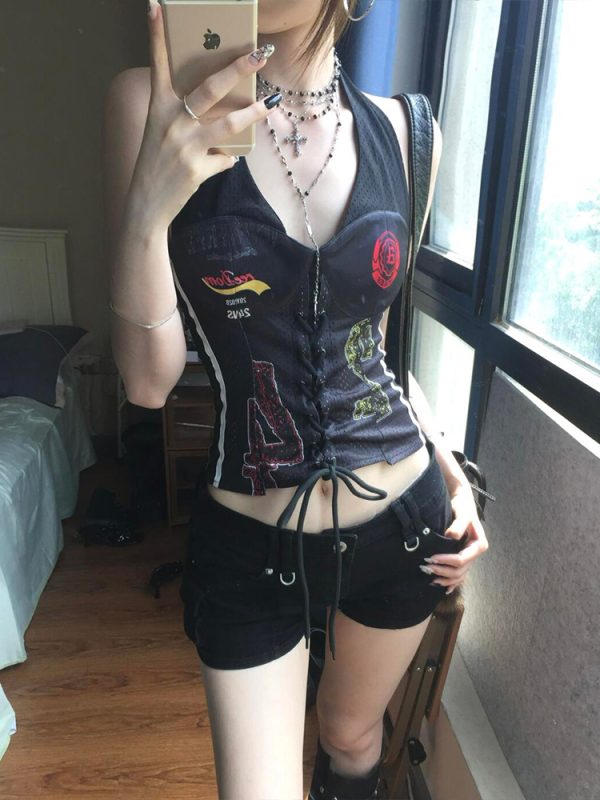 Halter Neck Adjustable Summer Tank Top for Women, Fitted Slimming Design, Sexy 90s-Inspired Style