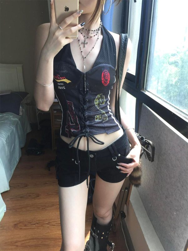 Halter Neck Adjustable Summer Tank Top for Women, Fitted Slimming Design, Sexy 90s-Inspired Style