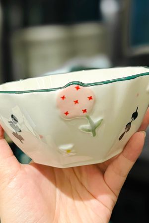 Hand-Painted Ceramic 5-Inch Rice Bowl - Fresh Elegance, Underglaze Color for Vegetables & Fruits, Perfect for Stylish Dining