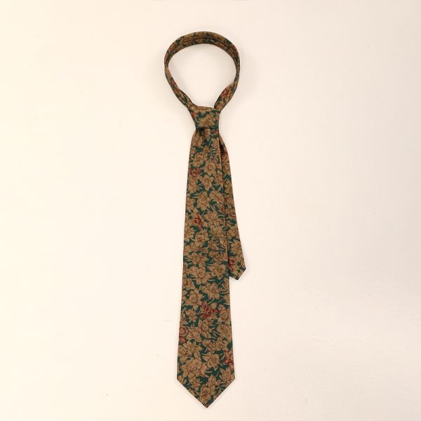 Handmade American Retro Floral Patterned Long Tie Shirt - High-End Niche Fashion Accessory for Stylish Outfits