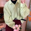 Handmade French Vintage Hollowed Long Sleeve Shirt - Autumn Lazy Style Loose Trendy Top for a Chic 90s-Inspired Look