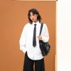 Handmade White Silk Loose Draped Shirt for Unisex - Wrinkle-Resistant, Versatile Design with Tie - Perfect for Y2K and Casual Chic Looks