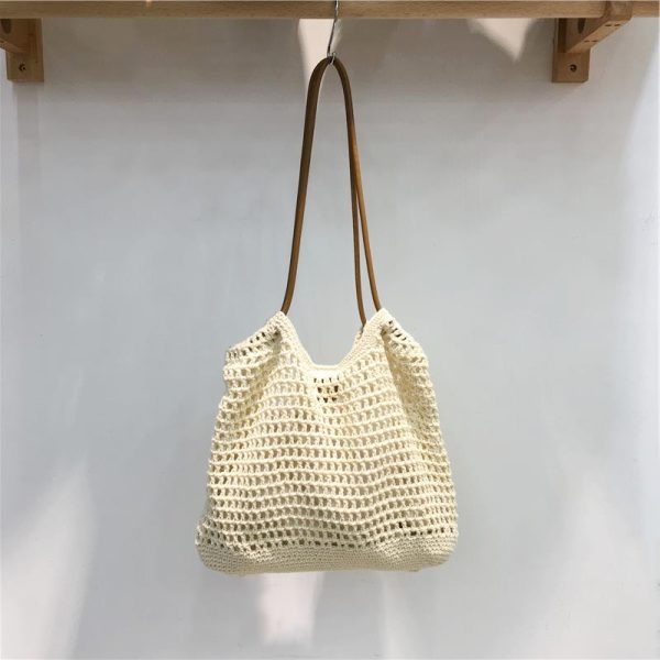 Handmade Woven Tote Bag - Retro Forest Style Cotton Shoulder Bag for Casual Vacations - Literary-Inspired Niche Design