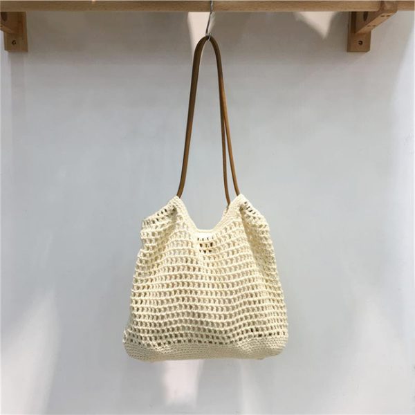 Handmade Woven Tote Bag - Retro Forest Style Cotton Shoulder Bag for Casual Vacations - Literary-Inspired Niche Design