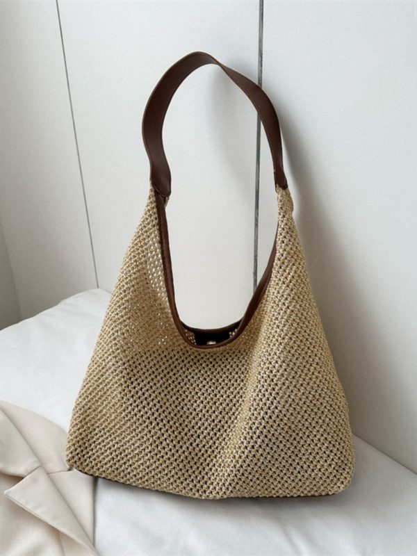 Handwoven Women's Vintage Tote Bag - Trendy Straw Woven Shoulder Bag with Large Capacity for Everyday Use