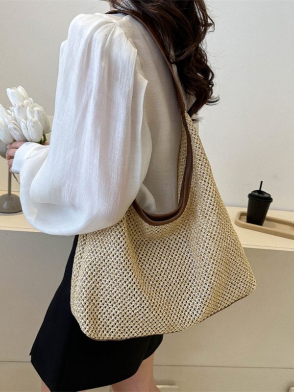 Handwoven Women's Vintage Tote Bag - Trendy Straw Woven Shoulder Bag with Large Capacity for Everyday Use