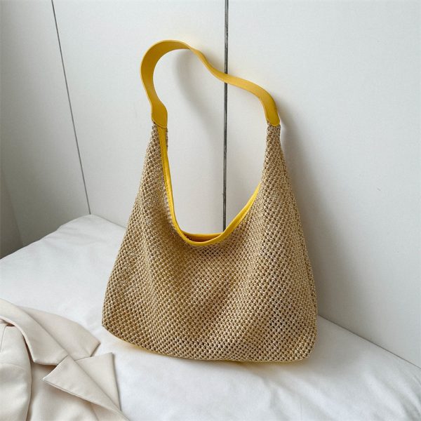 Handwoven Women's Vintage Tote Bag - Trendy Straw Woven Shoulder Bag with Large Capacity for Everyday Use