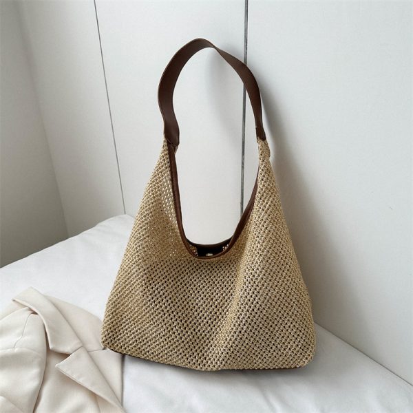 Handwoven Women's Vintage Tote Bag - Trendy Straw Woven Shoulder Bag with Large Capacity for Everyday Use