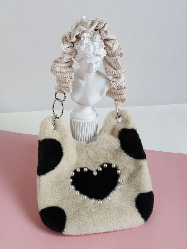Heart-Shaped Plush Tote Bag for Women - Cute Casual Shoulder & Crossbody Bag in Sweet Cool Style for Autumn & Winter
