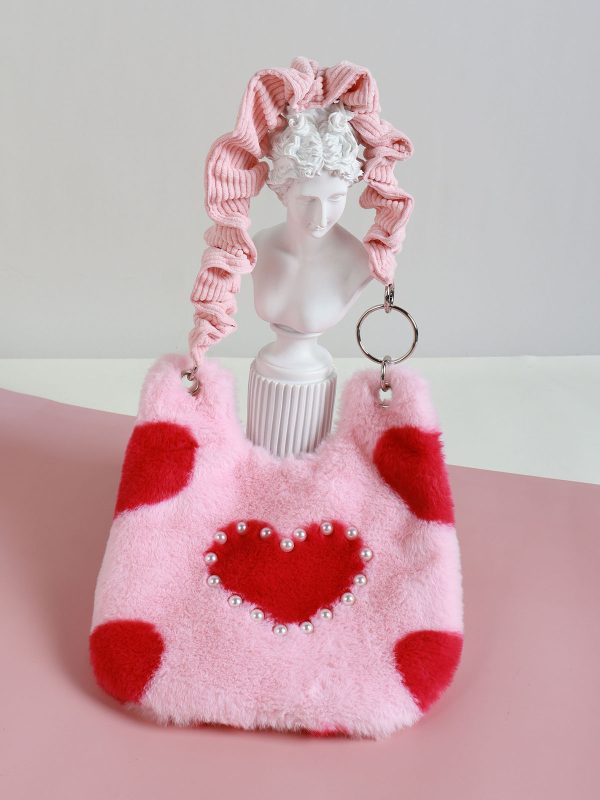 Heart-Shaped Plush Tote Bag for Women - Cute Casual Shoulder & Crossbody Bag in Sweet Cool Style for Autumn & Winter