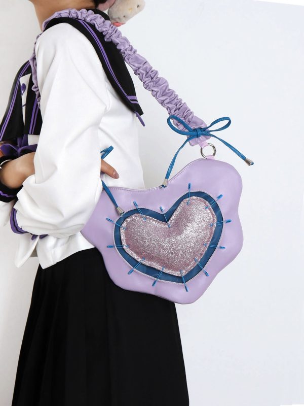 Heart Underarm Bag for JK Students - Sweet Cool Girl Versatile Shoulder Crossbody Lolita Style Fashion Bag
