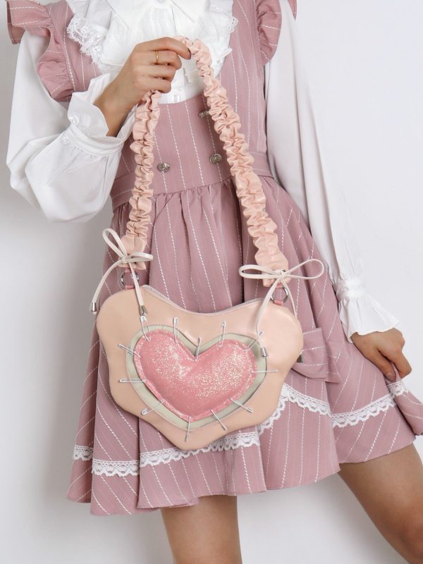 Heart Underarm Bag for JK Students - Sweet Cool Girl Versatile Shoulder Crossbody Lolita Style Fashion Bag