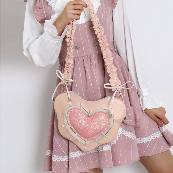 Heart Underarm Bag for JK Students - Sweet Cool Girl Versatile Shoulder Crossbody Lolita Style Fashion Bag