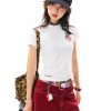 Heartbeat Cycle Letter Print Short Sleeve T-Shirt for Women - Summer Slim Fit Casual Top, Y2K Inspired Fashion