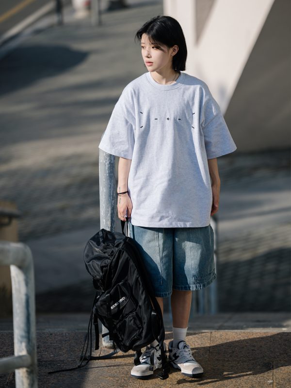 Heavy-Duty Embroidered Short Sleeve T-Shirt for Men - Simple Versatile Japanese Style Top for Spring and Summer Fashion