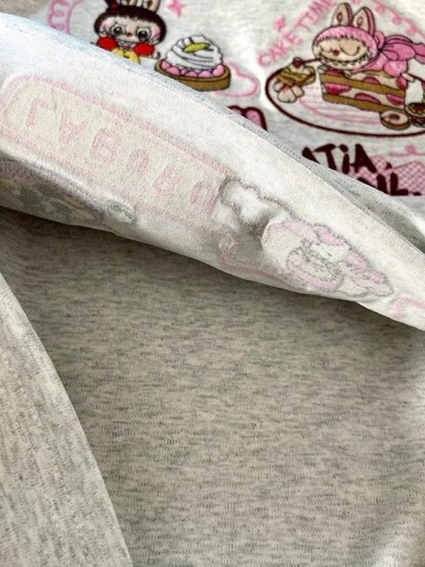 Heavyweight Embroidered Cartoon T-Shirt for Women - Cute Short Sleeve Summer Top in Gray - Age-Reducing Pure Cotton, 2025 Fashion