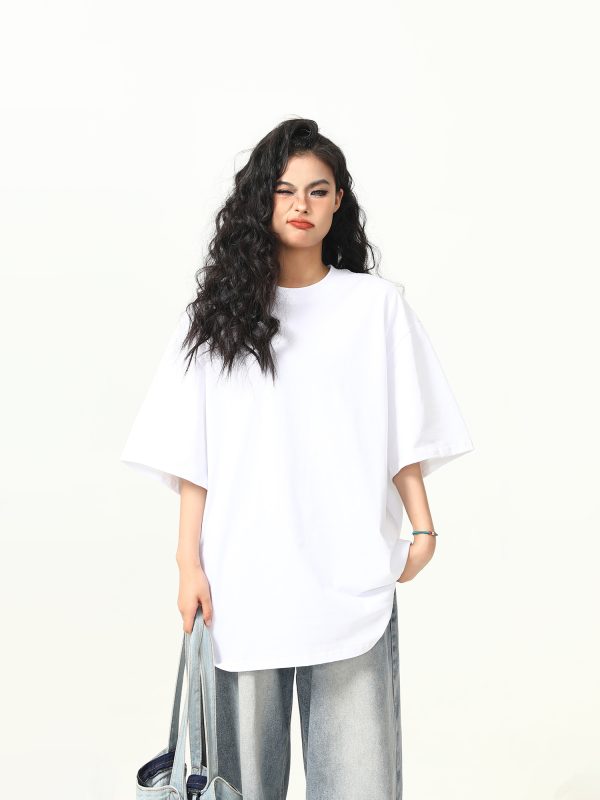 Heavyweight Solid Color Short Sleeve T-Shirt for Men and Women, Loose Fit, Versatile Base Layer, Casual Unisex Fashion Top