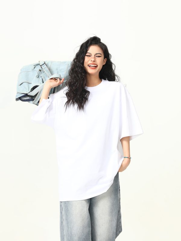Heavyweight Solid Color Short Sleeve T-Shirt for Men and Women, Loose Fit, Versatile Base Layer, Casual Unisex Fashion Top