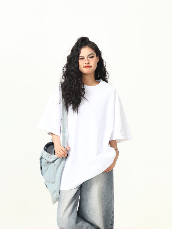 Heavyweight Solid Color Short Sleeve T-Shirt for Men and Women, Loose Fit, Versatile Base Layer, Casual Unisex Fashion Top