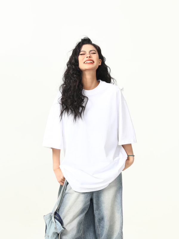 Heavyweight Solid Color Short Sleeve T-Shirt for Men and Women, Loose Fit, Versatile Base Layer, Casual Unisex Fashion Top
