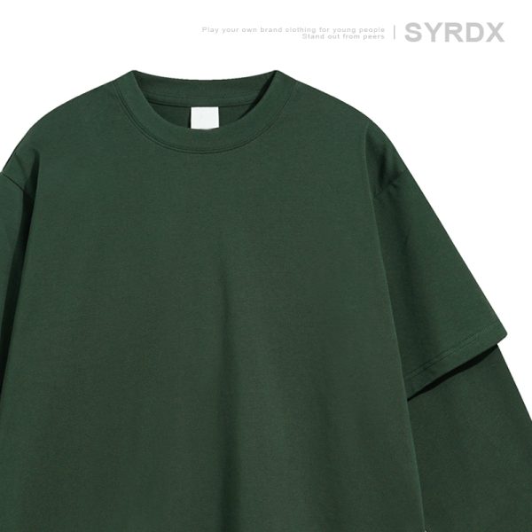 Heavyweight Two-Piece Long Sleeve T-Shirt for Men - Regular Fit Casual Base Layer Top for Spring and Autumn Fashion