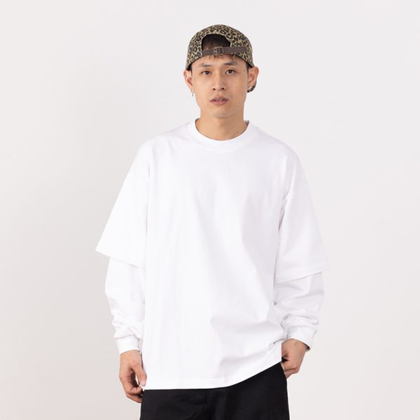 Heavyweight Two-Piece Long Sleeve T-Shirt for Men - Regular Fit Casual Base Layer Top for Spring and Autumn Fashion